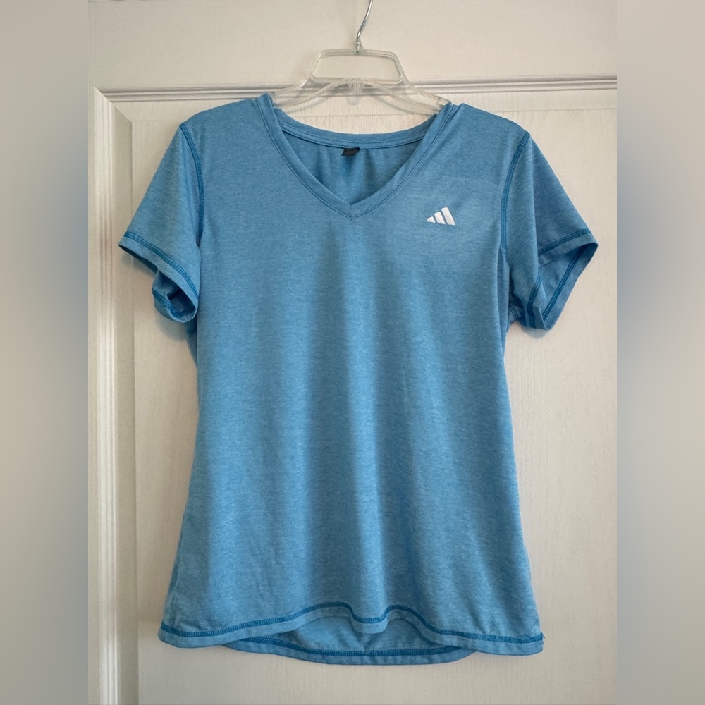 Adidas Women's Blue V-Neck Work Out Top